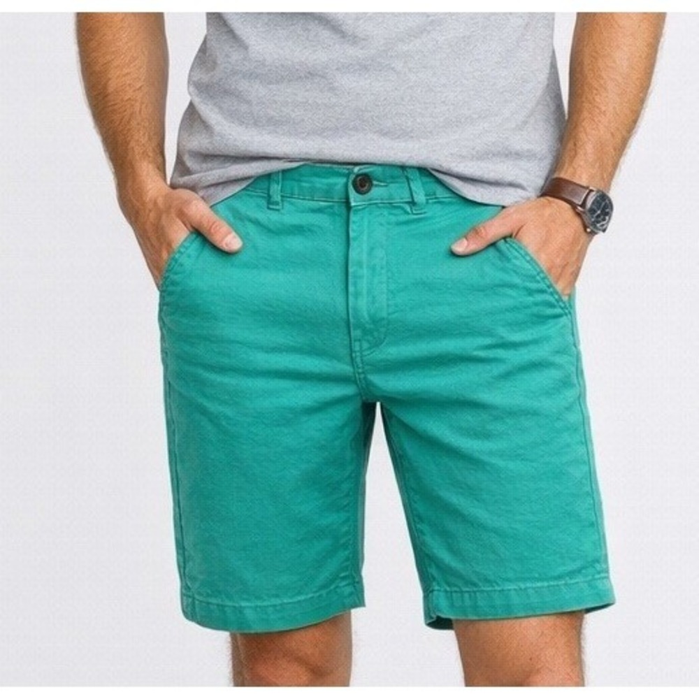 Wickerbocker Men's Teal Shorts Flex Waist Stretch Chino Casual Size 29 Preppy